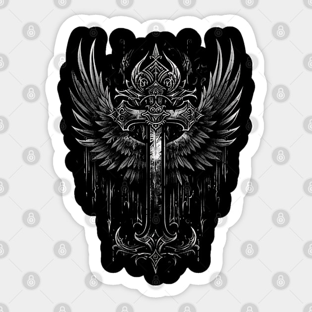 Hip Hop Wings Cross Sticker by UrbanLifeApparel